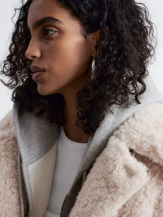 &Other Stories Wool-Blend Shearling-Fur Teddy Jacket Size Small - Picture 5 of 16